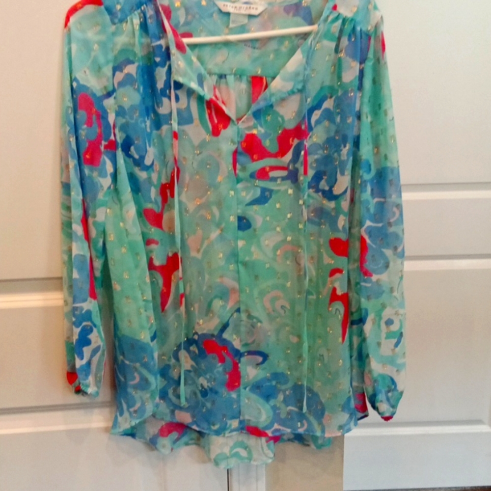 PETER Nygard Sheer flowy pastel summer blouse or coverup